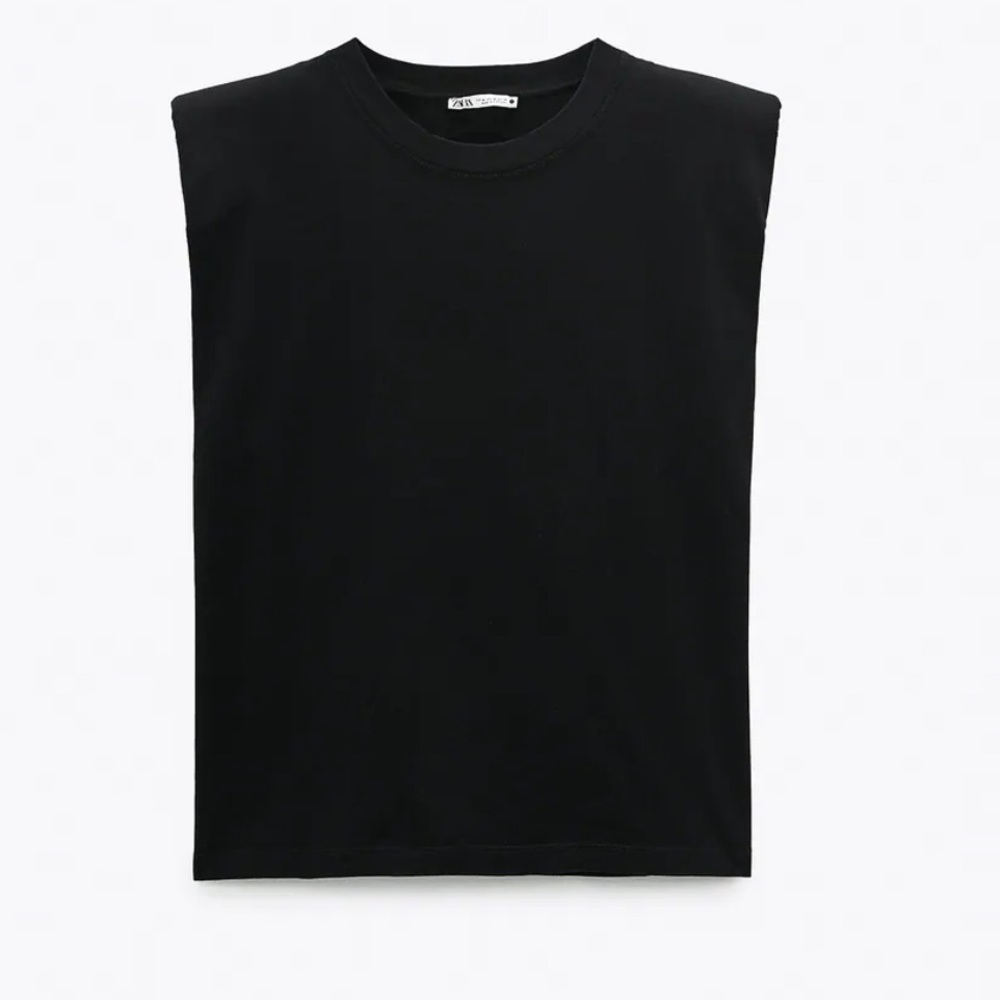 Zara black shirt with shoulder pads S